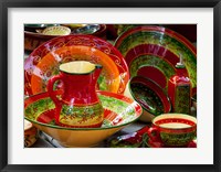 Pottery for sale at a market stall, Lourmarin, Vaucluse, Provence-Alpes-Cote d'Azur, France Fine Art Print