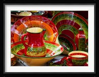Pottery for sale at a market stall, Lourmarin, Vaucluse, Provence-Alpes-Cote d'Azur, France Fine Art Print