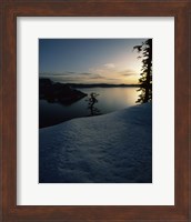Lake at sunset, Llao Rock, Wizard Island, Crater Lake National Park, Oregon, USA Fine Art Print