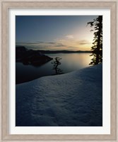 Lake at sunset, Llao Rock, Wizard Island, Crater Lake National Park, Oregon, USA Fine Art Print