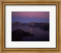 Moonrise over Wizard Island, Crater Lake, Crater Lake National Park, Oregon, USA Fine Art Print