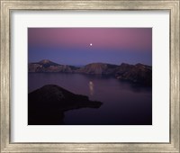 Moonrise over Wizard Island, Crater Lake, Crater Lake National Park, Oregon, USA Fine Art Print