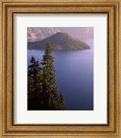 Wizard Island from Rim Village in the Crater Lake, Crater Lake National Park, Oregon, USA Fine Art Print