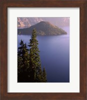 Wizard Island from Rim Village in the Crater Lake, Crater Lake National Park, Oregon, USA Fine Art Print