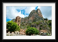 Low angle view of a village at the mountainside, Moustiers-Sainte-Marie, Provence-Alpes-Cote d'Azur, France Fine Art Print