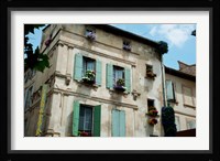 View of an old building with flower pots on each window, Rue Des Arenes, Arles, Provence-Alpes-Cote d'Azur, France Fine Art Print