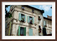 View of an old building with flower pots on each window, Rue Des Arenes, Arles, Provence-Alpes-Cote d'Azur, France Fine Art Print