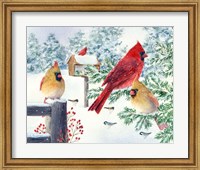 Cardinals In Snow Flurry Fine Art Print