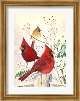 Cardinals In Winter Fine Art Print