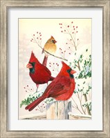 Cardinals In Winter Fine Art Print