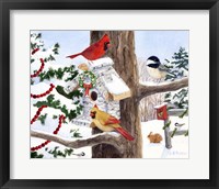 Winter Birdhouse And Cardinals Fine Art Print