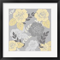 Yellow Roses on Grey I Framed Print