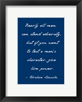 A Man's Character Framed Print