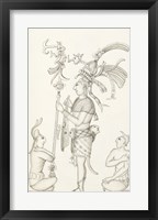 Drawing of stucco relief at the Palace, Maya ruins at Palenque Framed Print