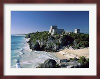 Pyramid on the seashore, El Castillo, Tulum Mayan, Quintana Roo, Mexico Fine Art Print