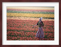 Dutch Girl in Tulip Fields Fine Art Print