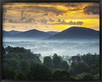 Asheville NC Blue Ridge Mountains Sunset and Fog Landscape Framed Print