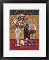 Vintage Flowers & Wine I Fine Art Print
