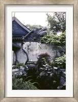 Garden with Dragon on Temple Wall Shanghai, China Fine Art Print