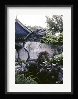 Garden with Dragon on Temple Wall Shanghai, China Framed Print