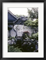 Garden with Dragon on Temple Wall Shanghai, China Framed Print