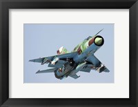 MiG-21bis taking off armed with AA-8 Aphid air-to-air missiles Fine Art Print