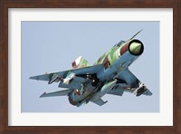 MiG-21bis taking off armed with AA-8 Aphid air-to-air missiles Fine Art Print
