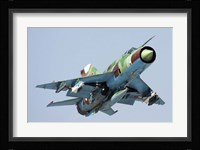 MiG-21bis taking off armed with AA-8 Aphid air-to-air missiles Fine Art Print