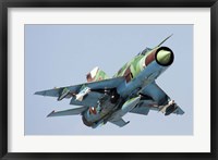 MiG-21bis taking off armed with AA-8 Aphid air-to-air missiles Fine Art Print