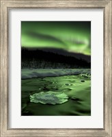 Aurora Borealis reflects off the Tennevik River, Troms County, Norway Fine Art Print