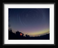 Circumpolar star trails with a faint aurora over horizon, Alberta, Canada Fine Art Print
