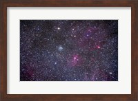 Open cluster Messier 52 and the Bubble Nebula in the constellation Cassiopeia Fine Art Print