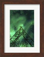 Powerlines and aurora borealis, Tjeldsundet, Norway Fine Art Print