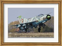 A Bulgarian Air Force MiG-21bis jet fighter taking off Fine Art Print