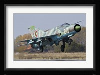 A Bulgarian Air Force MiG-21bis jet fighter taking off Fine Art Print