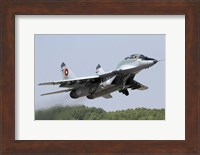 A Bulgarian Air Force MiG-29UB taking off from Graf Ignatievo Air Base Fine Art Print