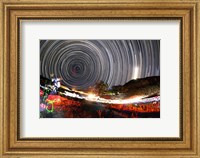 Astronomers observe polar star trails above a mountain in Iran Fine Art Print