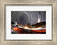Astronomers observe polar star trails above a mountain in Iran Fine Art Print