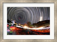 Astronomers observe polar star trails above a mountain in Iran Fine Art Print