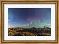 Aurora borealis over the badlands of Dinosaur Provincial Park, Canada Fine Art Print