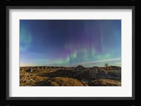 Aurora borealis over the badlands of Dinosaur Provincial Park, Canada Fine Art Print