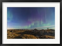 Aurora borealis over the badlands of Dinosaur Provincial Park, Canada Fine Art Print