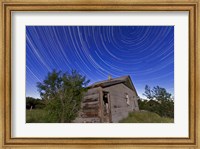Circumpolar star trails above an old farmhouse in Alberta, Canada Fine Art Print