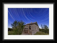 Circumpolar star trails above an old farmhouse in Alberta, Canada Fine Art Print