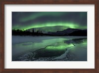 Reflected aurora over a frozen Laksa Lake, Nordland, Norway Fine Art Print