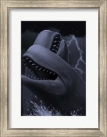 Two male livyatan whales fighting for the right to mate Fine Art Print