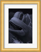 Two male livyatan whales fighting for the right to mate Fine Art Print