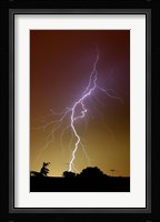 A bright bolt of lightning at the suburbs of Buenos Aires, Argentina Fine Art Print