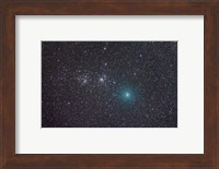 Comet Hartley 2 as it approaches the Double Cluster in Perseus Fine Art Print
