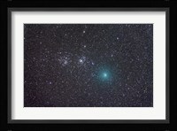 Comet Hartley 2 as it approaches the Double Cluster in Perseus Fine Art Print